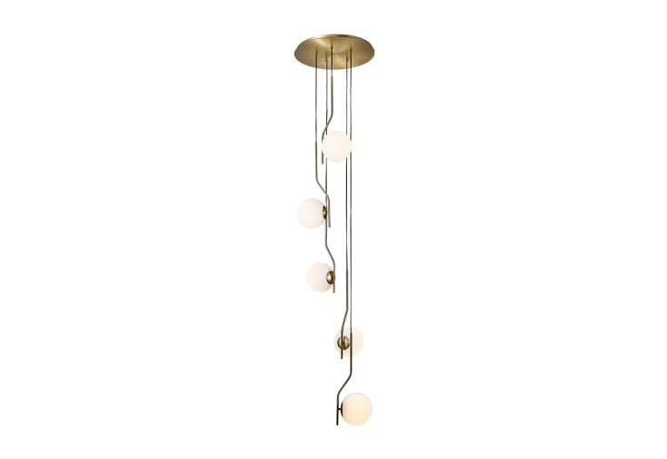 Suspension luminaire en métal 5 globes or antique – Maui