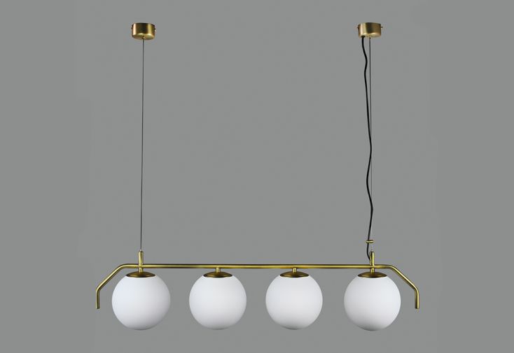 Suspension Luminaire en Métal et Verre 4 Globes Maui 