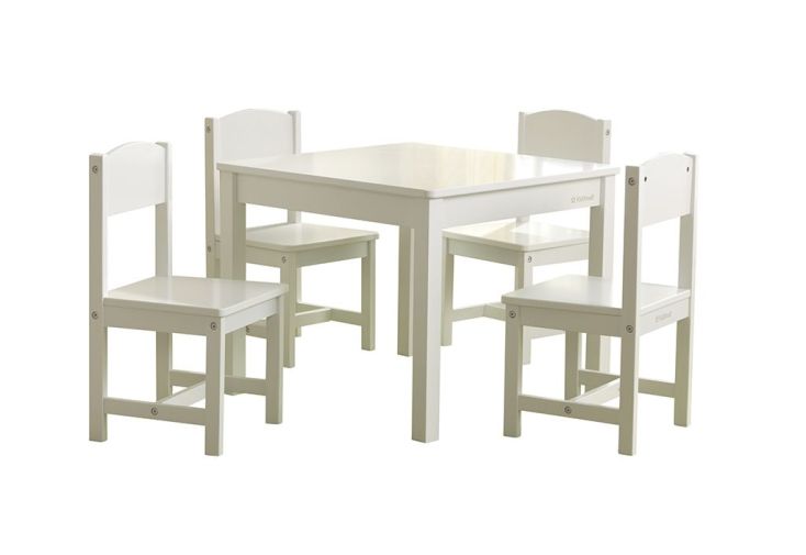 Table et Chaises en Bois Blanc pour Enfant