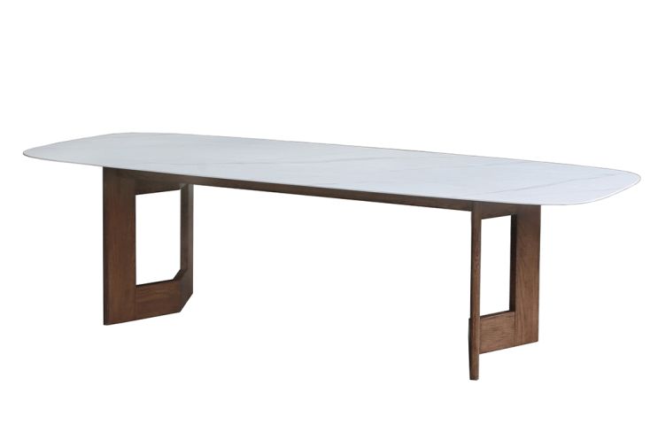 Table à manger en bois et pierre frittée Manre - 268 x 108 x 75 cm