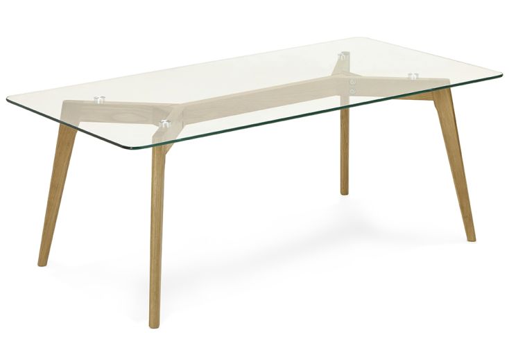 Table Basse en Bois de Chêne et Verre Scara 60 x 120 cm 