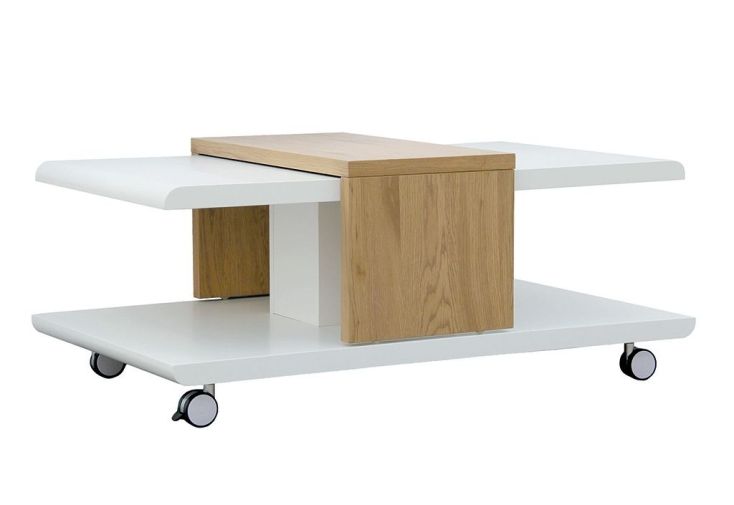 Table Basse en Bois Modulable sur Roulettes 110 cm Joliet