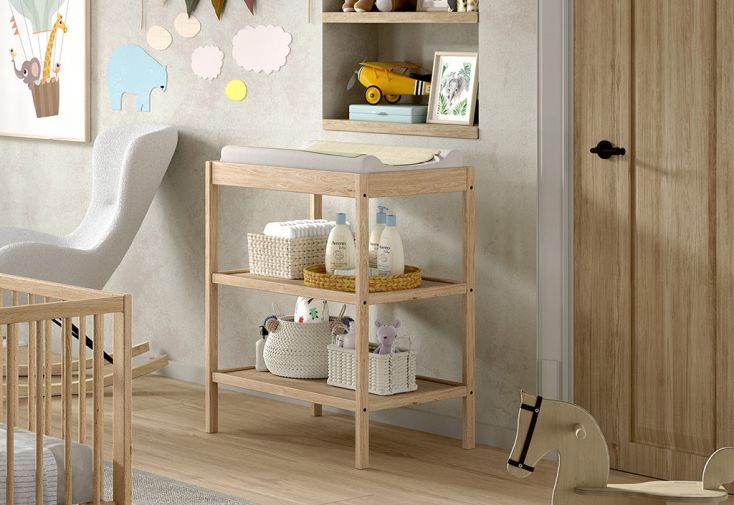 Table à langer en bois de hêtre Dino – 79 x 51 x 95 cm