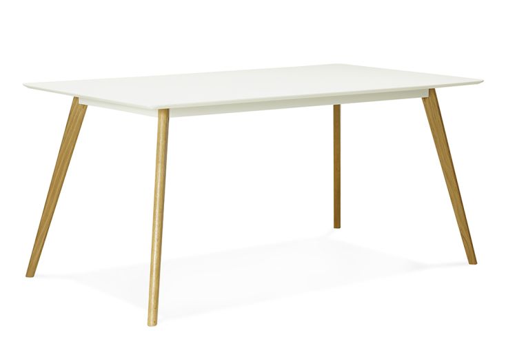 Table à Manger en Bois de Chêne Crush Blanc 160 cm