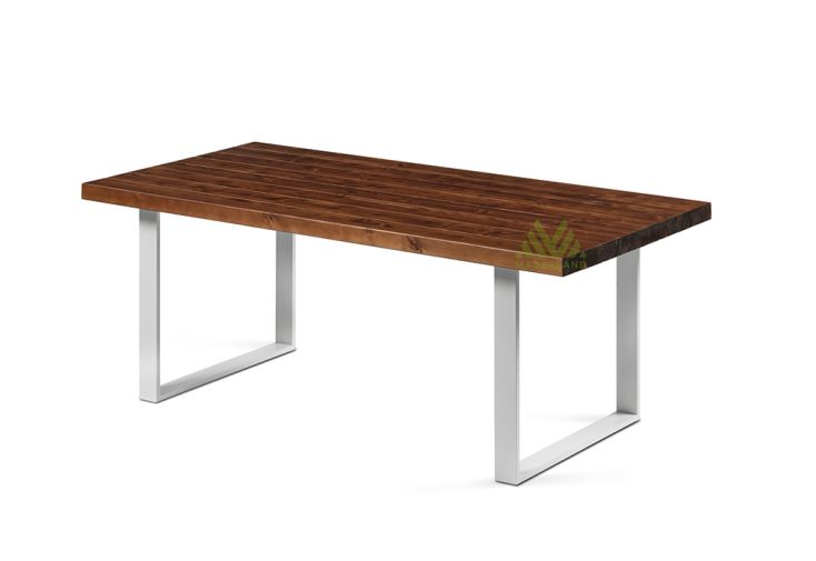 Table à manger bois de pin massif et acier Sophie – 195 x 96 x 77 cm