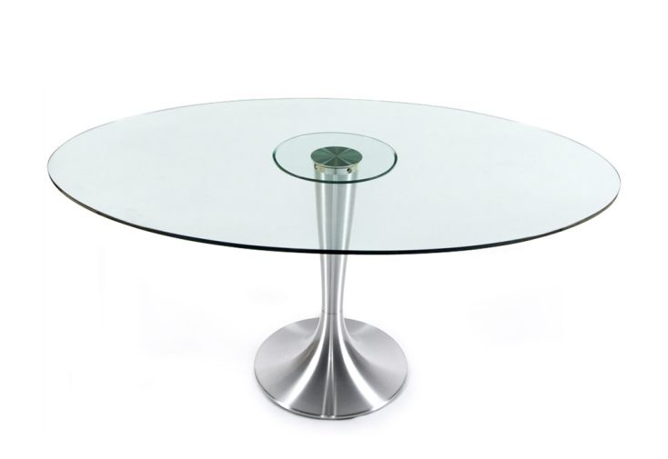 Table à Manger Ovale en Aluminium et Verre Ovalna 106 x 160 cm