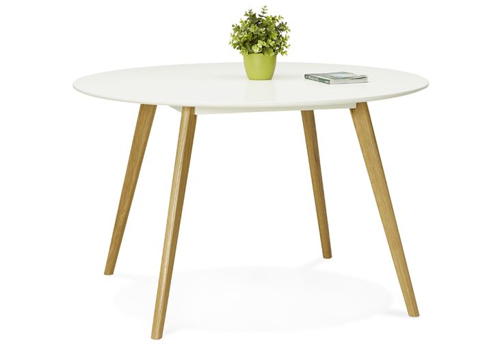 Table à Manger Ronde en Bois Camden Blanc ø 120 cm