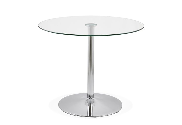 Table à Manger Ronde en Métal et Verre Euka ø 90 cm 