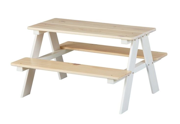 Bureau Table de Pique-Nique d’Intérieur pour Enfants Bois Blanc 