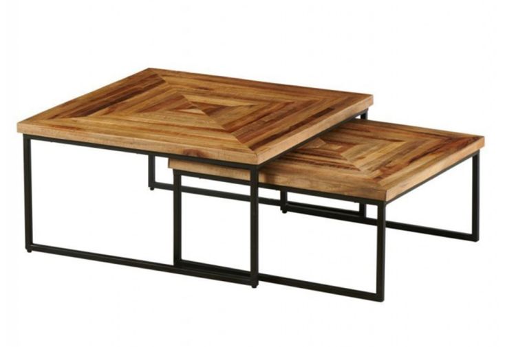 Table basse gigogne en bois – 80 x 80 x 40 cm