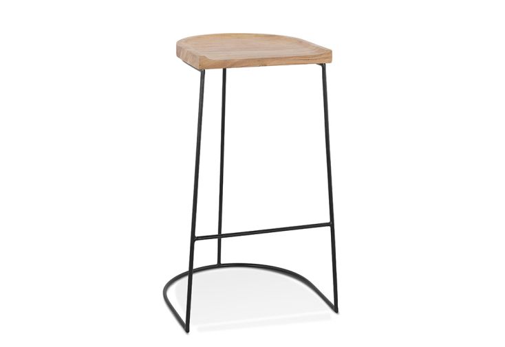 Tabouret de bar mi-hauteur en métal et bois Nallu Mini