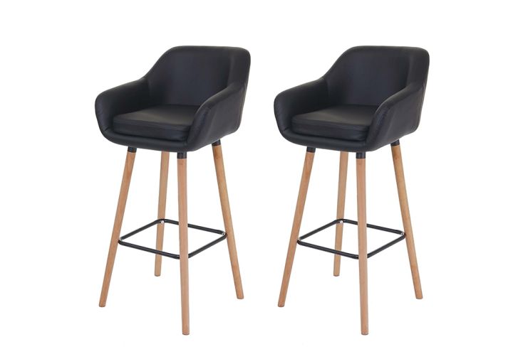 Lot de 2 tabourets de bar en bois massif et simili cuir – hauteur 79 cm