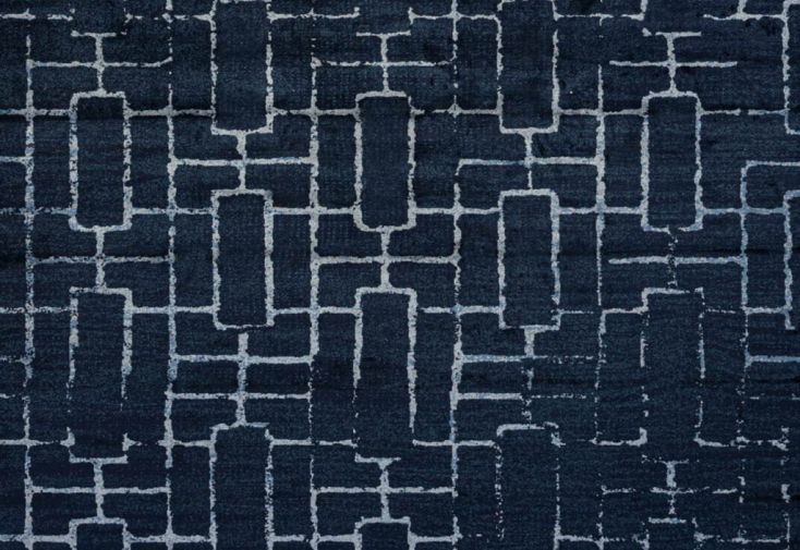 Tapis de salon bleu rectangulaire en viscose - Zarco