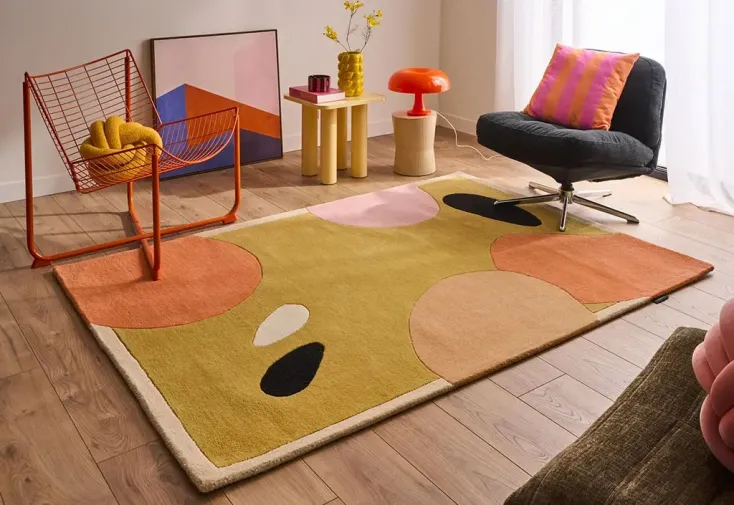 Tapis en laine fait main à motifs géométriques – Nuage Sucré 