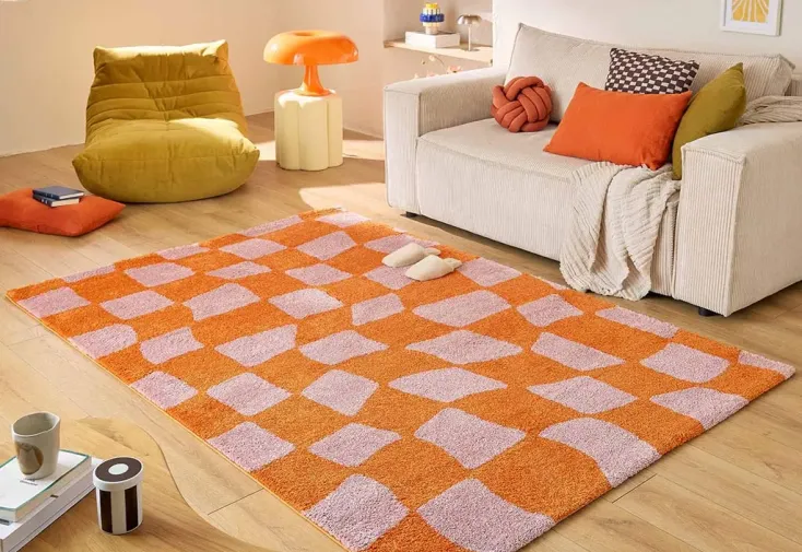 Tapis vintage rectangulaire orange – Groovy 