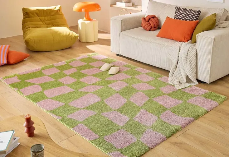 Tapis vintage rectangulaire vert – Groovy 