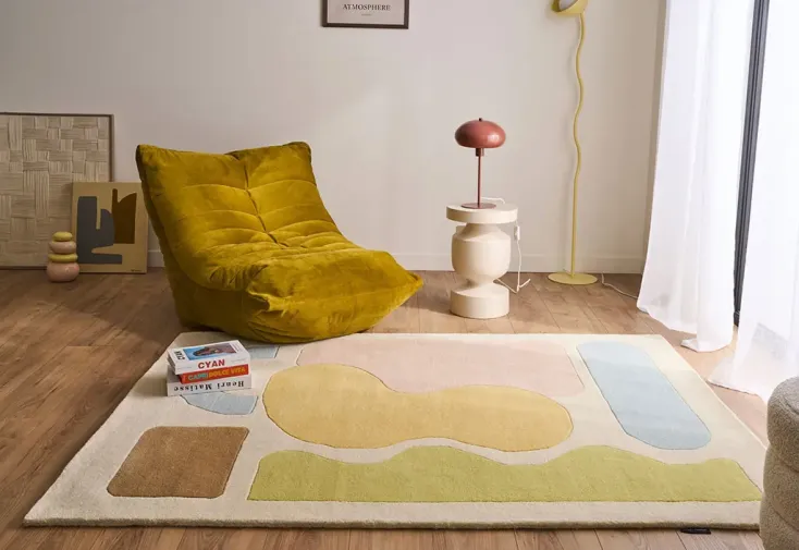 Tapis en laine fait main multicolore – Rayon Tendre 