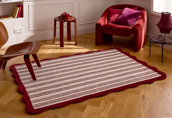 Tapis en laine fait main – Rouge d’Orage 