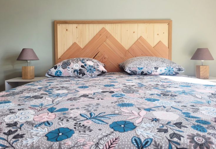 Tête de lit en bois de chêne, douglas et sapin - Aravis