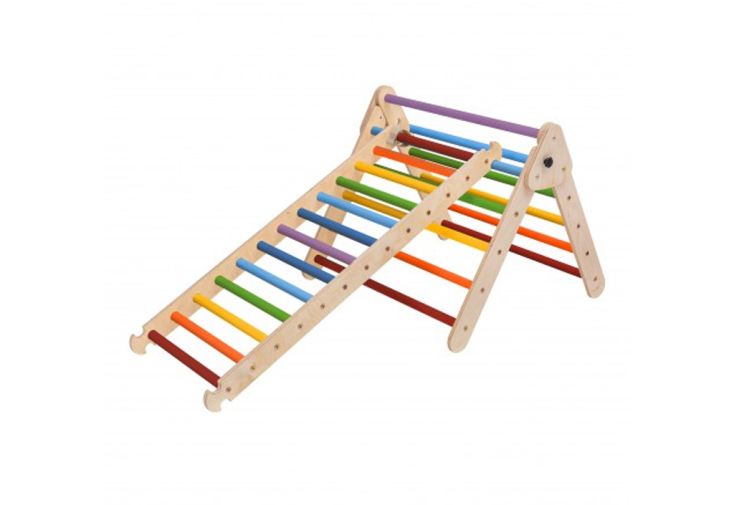 Triangle d’activité Montessori en bois avec échelle - 120 x 72 x 62 cm