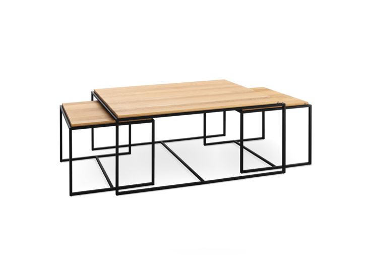 Tables basses gigognes en acier et bois massif Brick – 78 x 118 x 50 cm