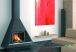 Cheminée Frontale avec Porte Inox Satiné, Base et Foyer Fonte CH88