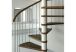 escalier colimaçon avec structure cylindre acier et marches en bois