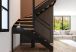 escalier avec limons en acier demi tournant sur mesure marche en bois