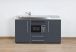 Kitchenette en métal avec micro-ondes et réfrigérateur coloris gris ardoise de la marque Stengel