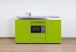 Kitchenette en métal avec micro-ondes et réfrigérateur vert pomme