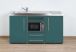Kitchenette en métal turquoise avec micro-ondes et réfrigérateur