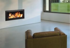 Insert à Bois Encastré en tôle d'Acier carbone noir 10 kW – 14 kW C-1000 porte battante