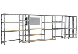 Rayonnage de garage en Acier avec 5 Étagères et 3 Box 605 x 192 cm époxy étagère en en bois altona modulo storage