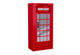armoire enfant en bois rouge cabine téléphonique Londres Vipack 1,90 m