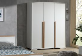 Armoire en Bois 3 Portes London blanc mat chambre rangement fermeture silencieuse vipack