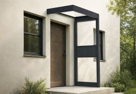 Marquise en aluminium et acrylique clair 160 cm + 1 paroi latérale