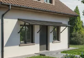 Marquise en aluminium et polycarbonate gris opaque Augustine 294 cm Canopia by Palram