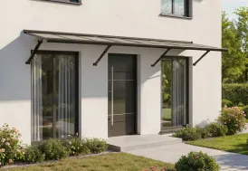 Marquise en aluminium et polycarbonate gris opaque Augustine 333 cm Canopia by Palram