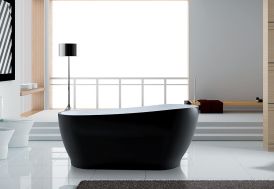 Baignoire ilot oblongue en acrylique 5mm 170x80cm noire et blanche