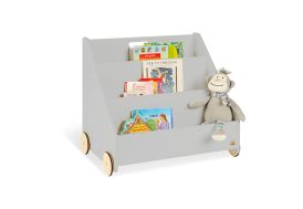 Bibliothèque pour enfant en bois gris avec roulettes Pinolino
