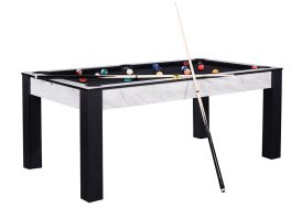 Billard New-York Marbre tapis noir laine billes queues 145 cm