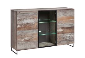 Buffet design 2 portes en bois avec vitrine bahut ASM Plank