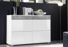 Buffet 4 Portes en Bois ASM Meble Light 40 x 100 cm Blanc