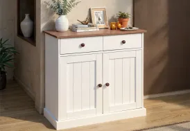 Buffet bas de salon en bois massif 2 portes 2 tiroirs L.90cm H.86cm