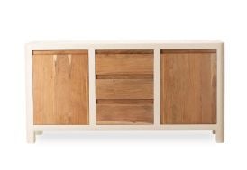 Buffet en bois 2 placards 3 tiroirs Comino – 160 x 43 x 80 cm
