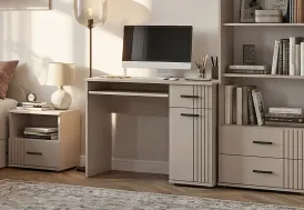 Bureau avec tablette coulissante, tiroir, placard 104 x 50 cm - Sigma