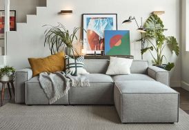 Canapé modulable 3 places en tissu gris Swyft Home dans salon