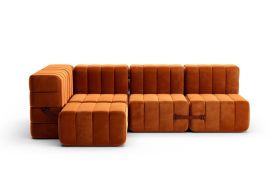 Canapé d’angle modulable 4 places Ambivalenz Curt orange