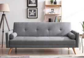 canapé scandinave convertible gris clair en tissu 3 places 210 cm