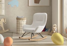 Chaise à bascule pour enfant en tissu bouclé Vipack Rocky Mini blanc